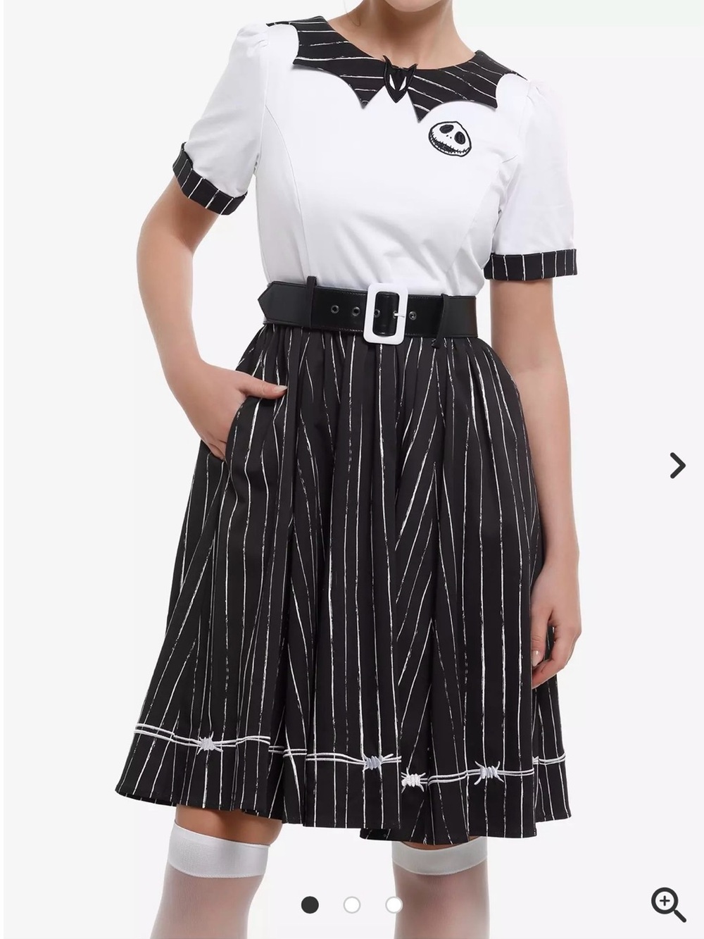 Her Universe Black and White Pinstripe Jack Skellington Dress